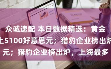 众诚速配 本日数据精选:黄金 “狂飙”首上5100好意思元;猎豹企业榜出炉,上海最多